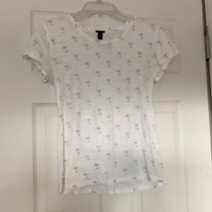 j Crew short sleeved tee with gold palm tree design. XS